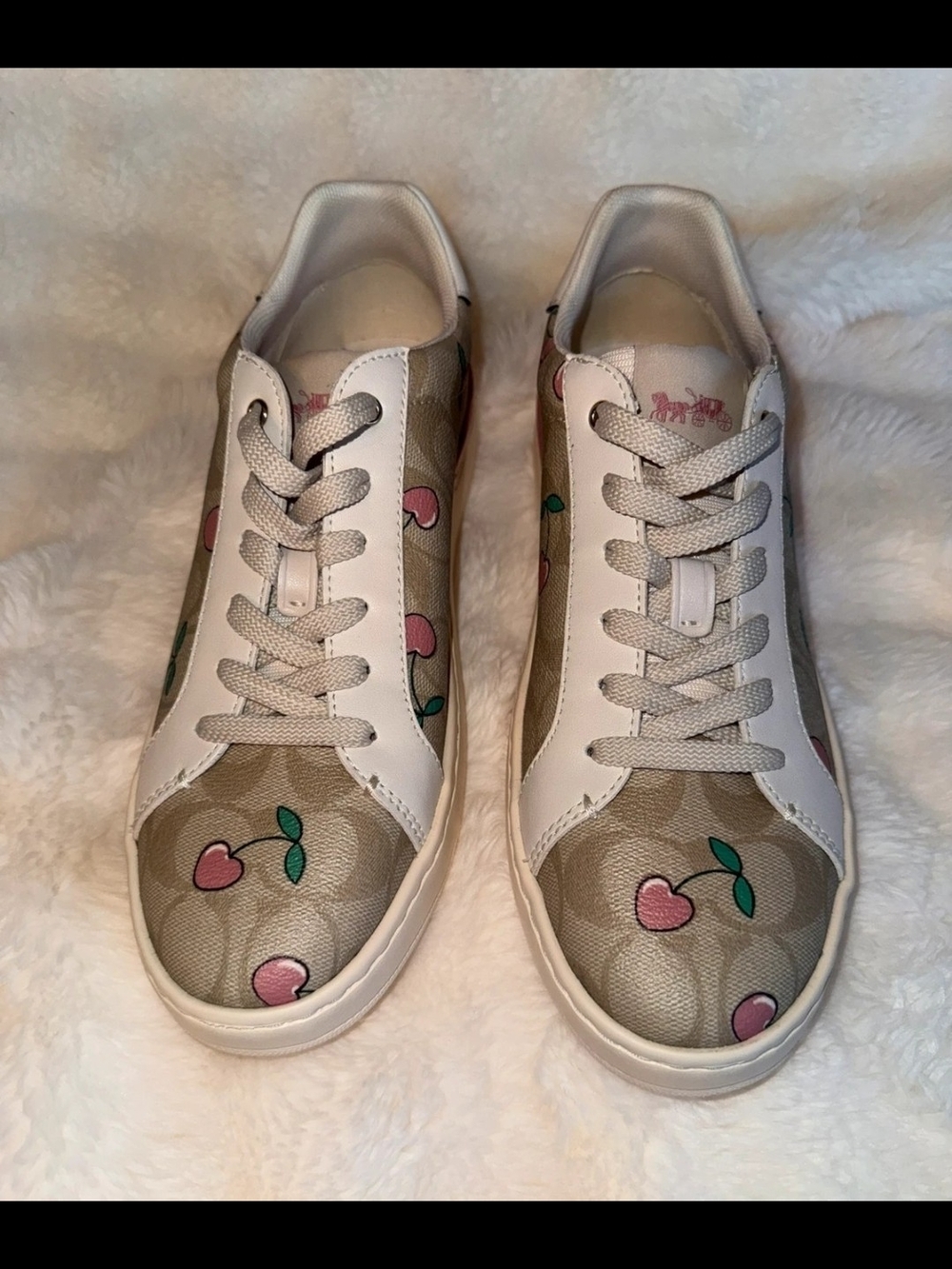 NWT Coach Clip Low Top Sneaker With Strawberry / cherry/floral Print.